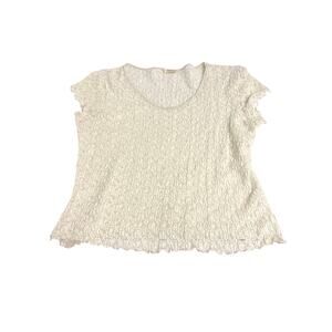 Escapades lace sheer fairy floral top cream off white made in USA Flowey 20x23